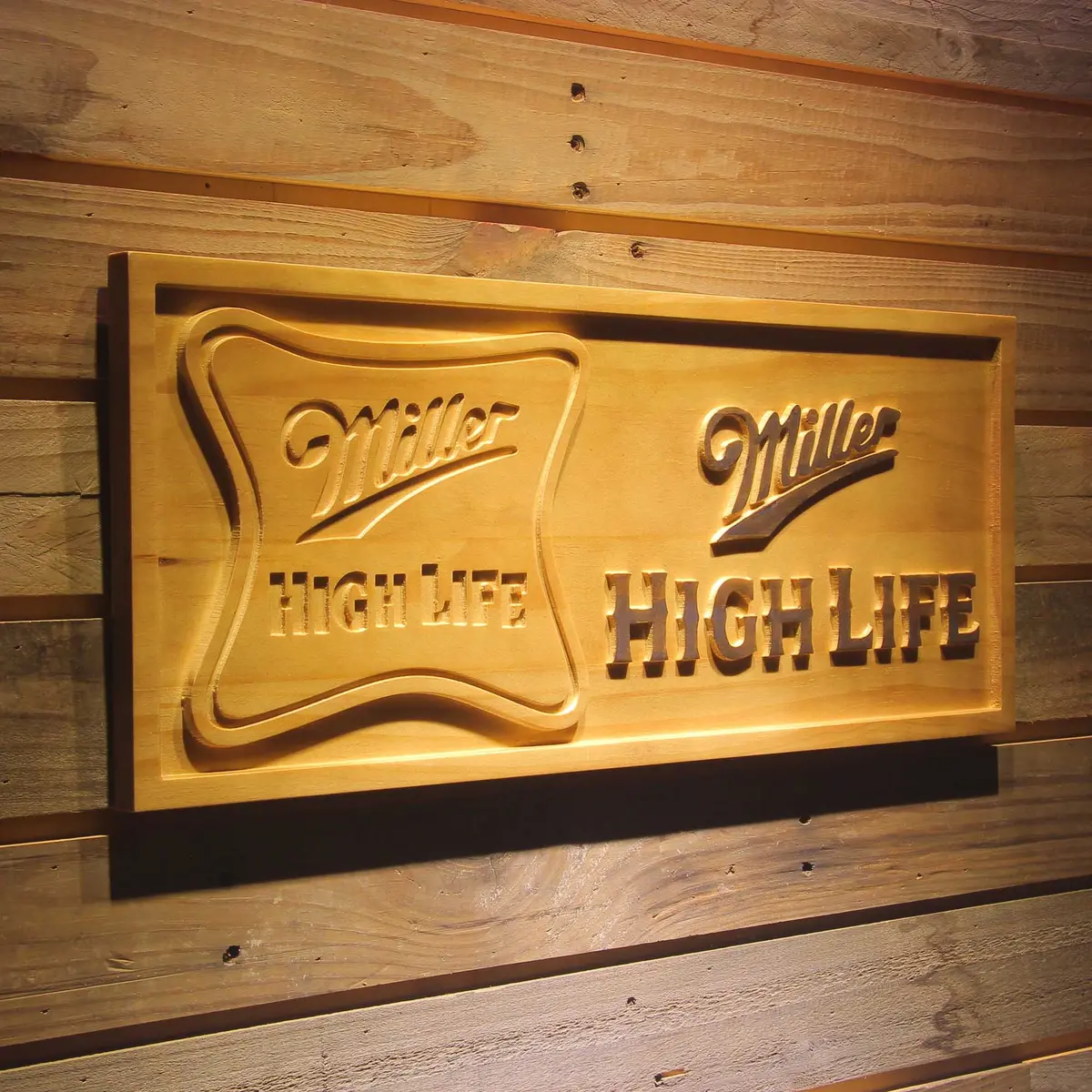Miller,Miller High Life 3D Solid Wooden Craving Sign 2