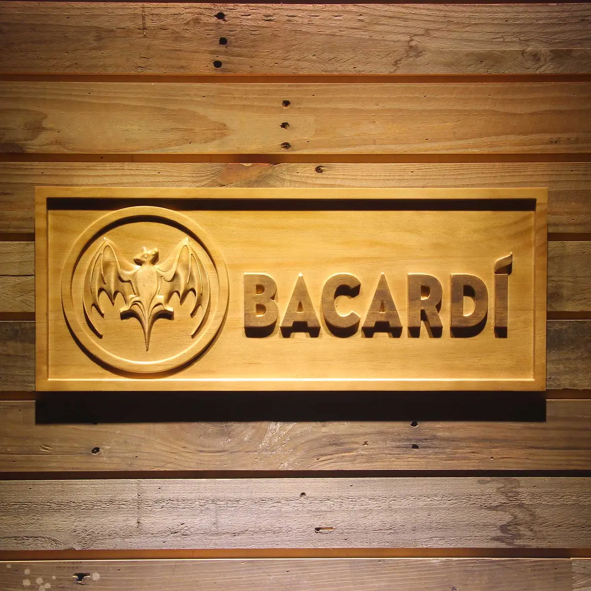 Bacardi 3D Solid Wooden Craving Sign 1