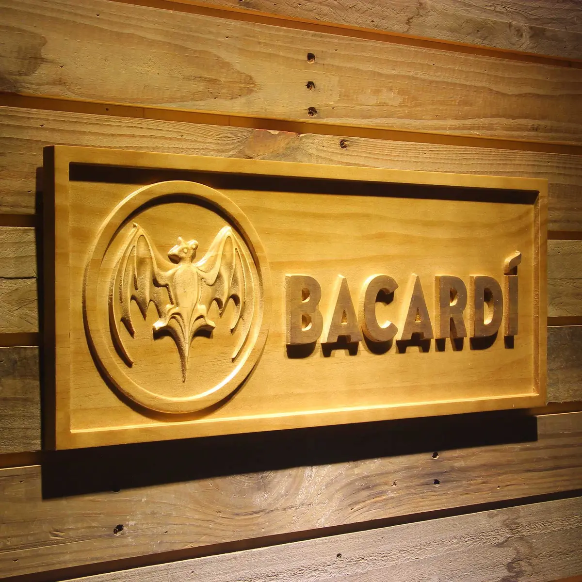 Bacardi 3D Solid Wooden Craving Sign 2