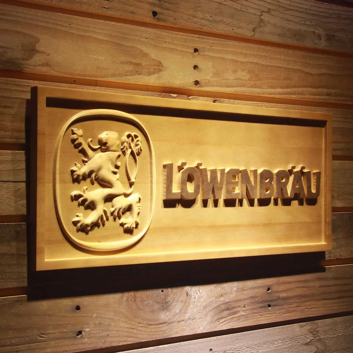 Lowenbrau 3D Solid Wooden Craving Sign 2
