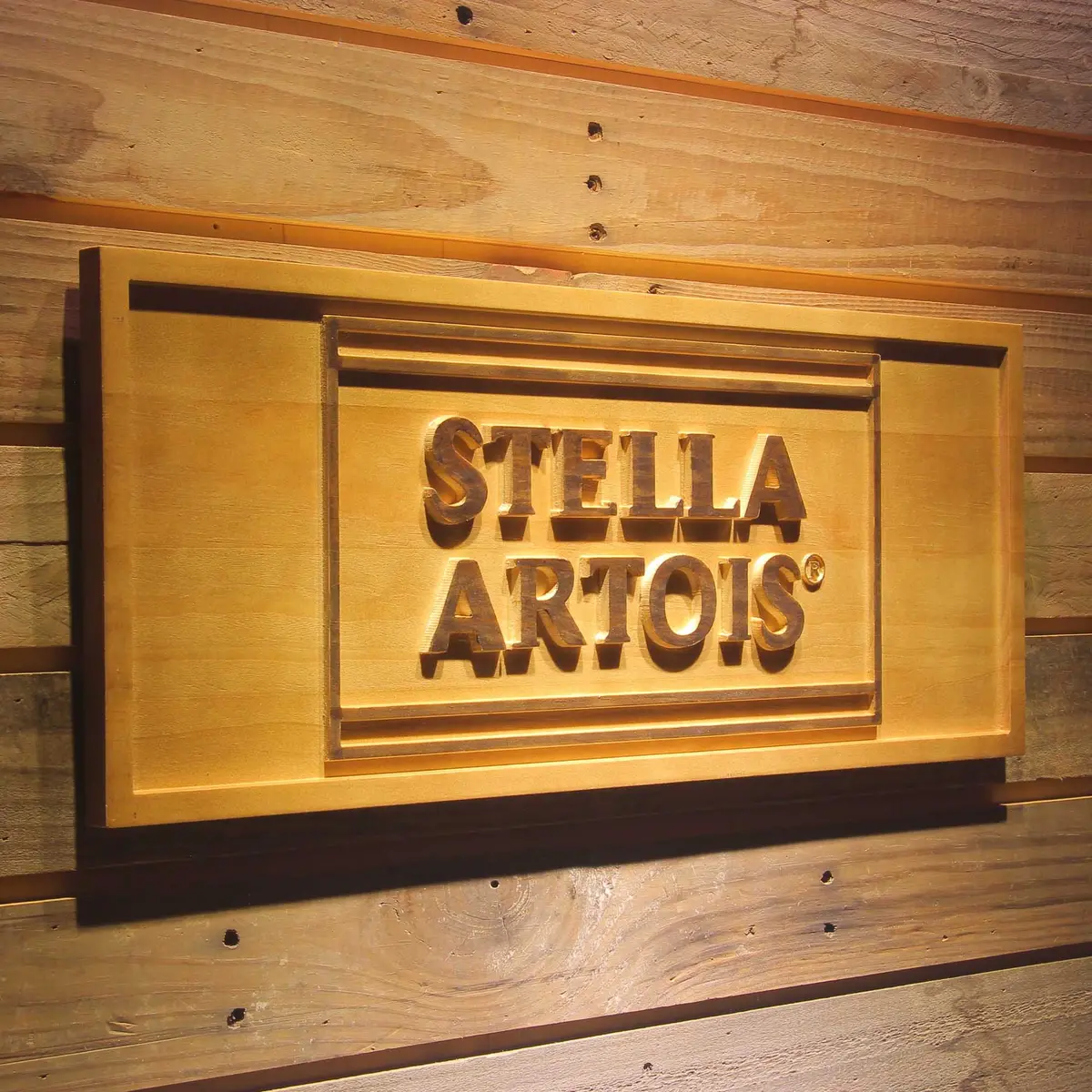 Stella Artois 3D Solid Wooden Craving Sign 2