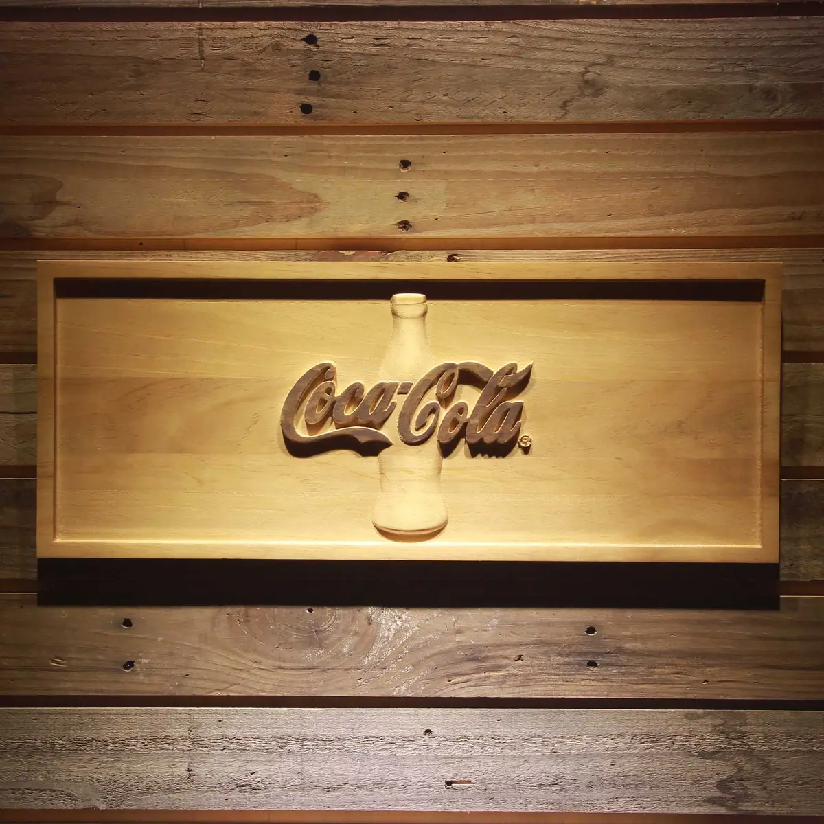 Coca-Cola Bottle 3D Solid Wooden Craving Sign 1