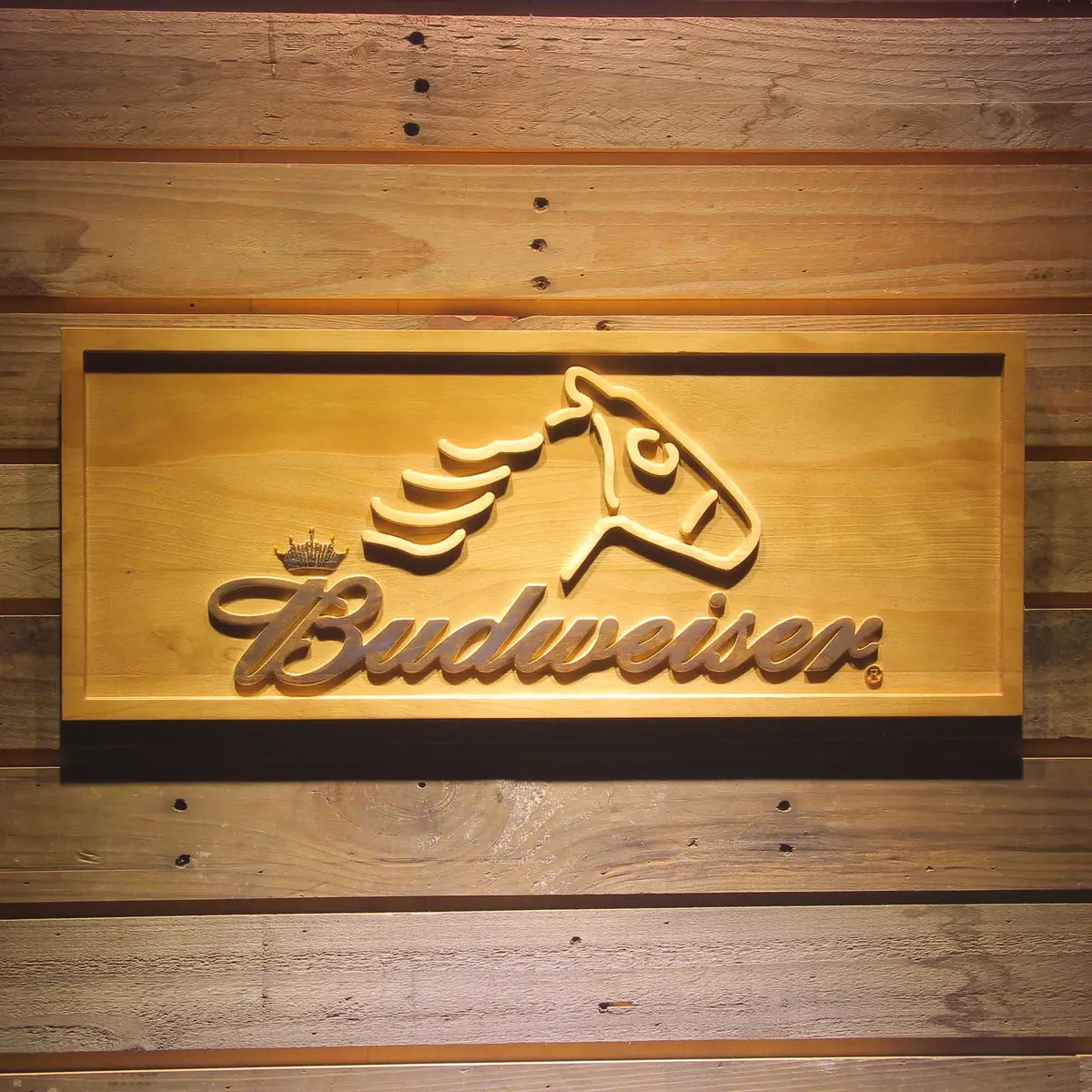 Budweiser 3D Solid Wooden Craving Sign 1