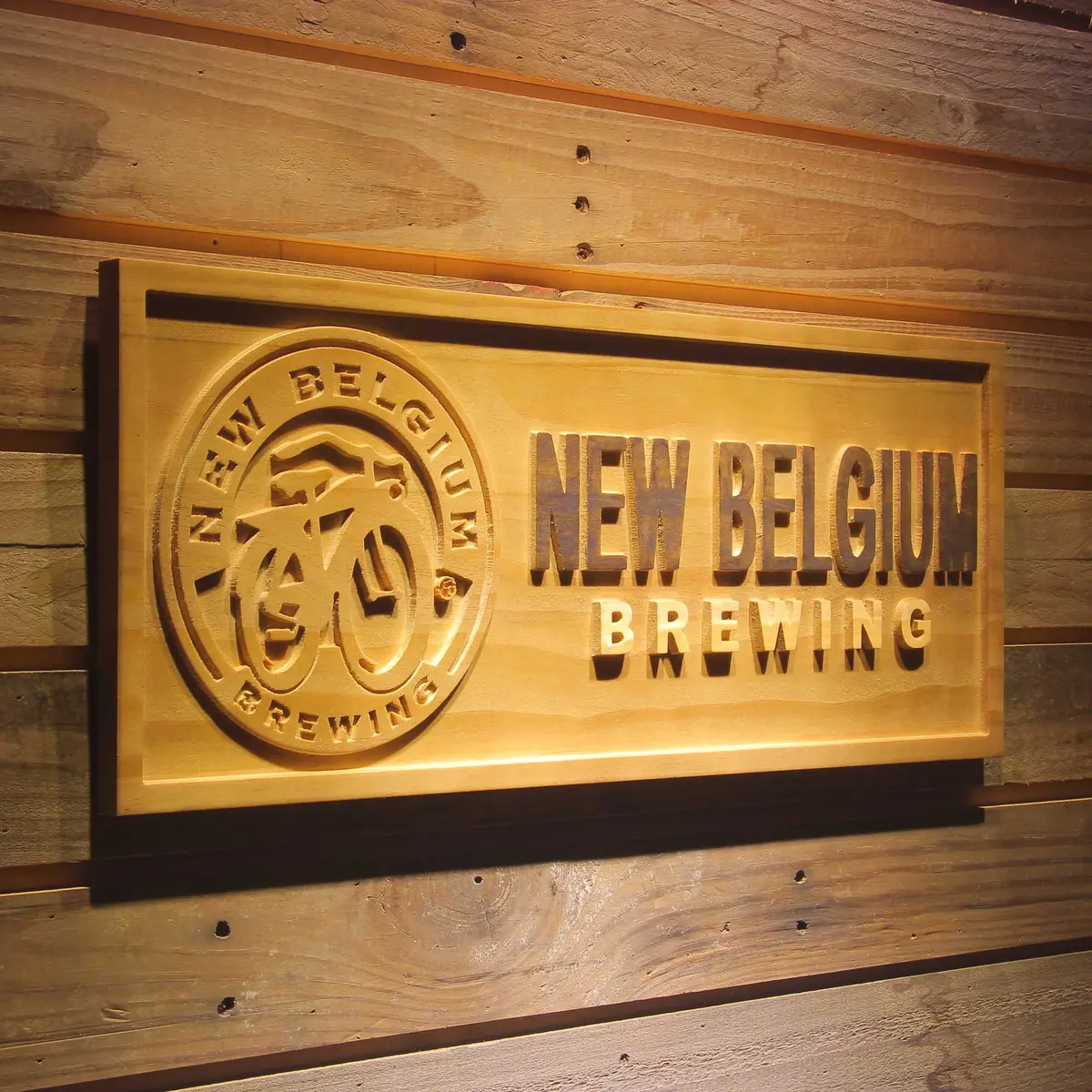New Belgium 3D Solid Wooden Craving Sign 2
