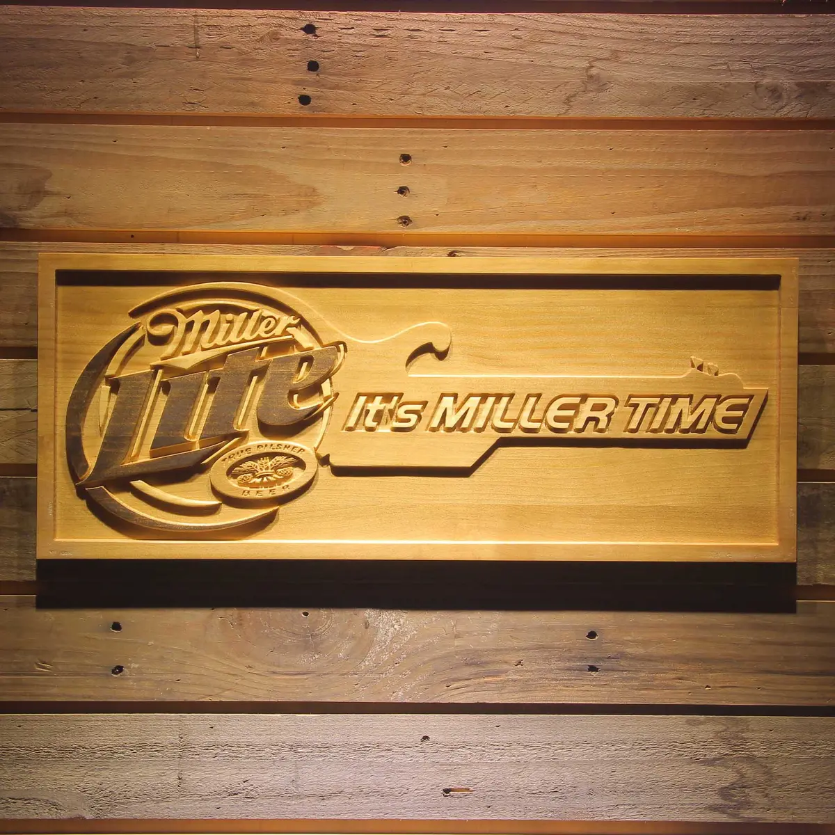 Miller,Miller Time 3D Solid Wooden Craving Sign 1