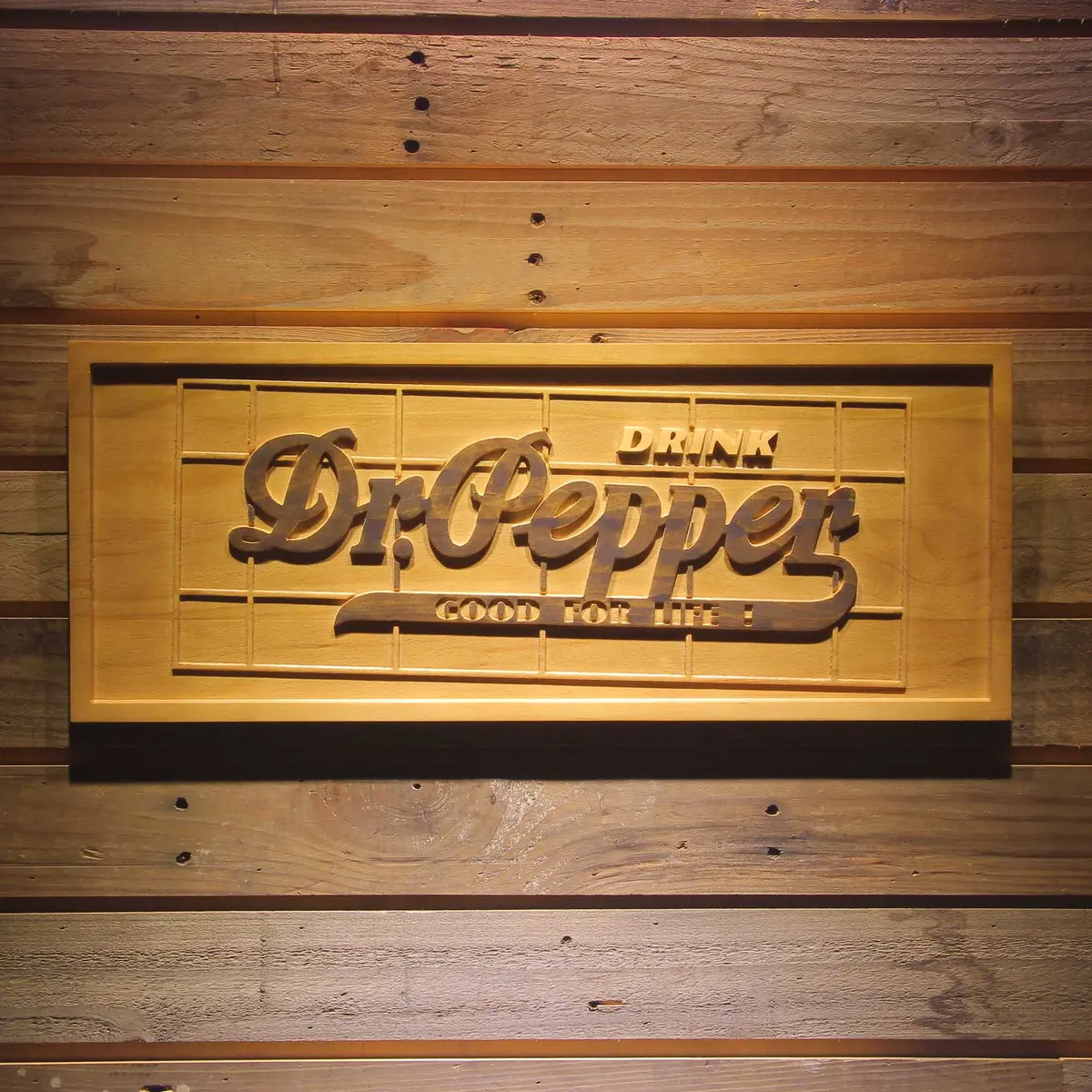 Dr Pepper 3D Solid Wooden Craving Sign 1