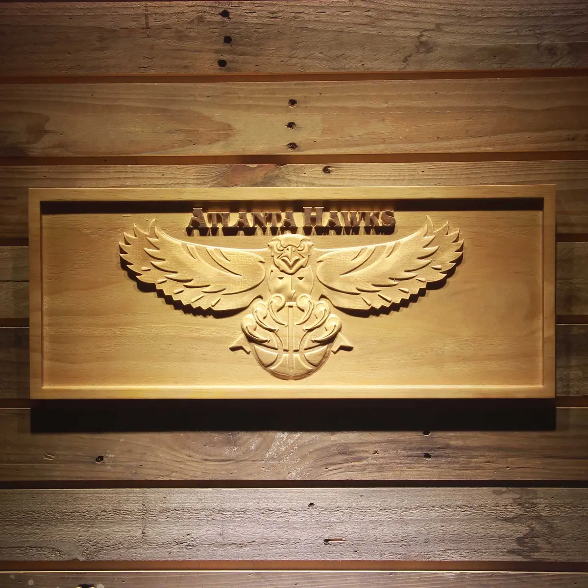 Atlanta Hawks 3D Solid Wooden Craving Sign 1