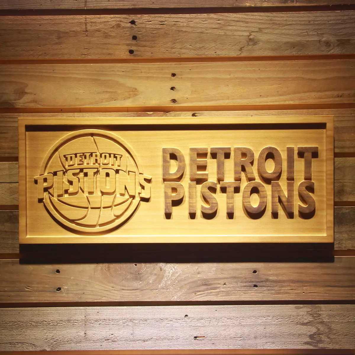 Detroit Pistons  3D Solid Wooden Craving Sign 1