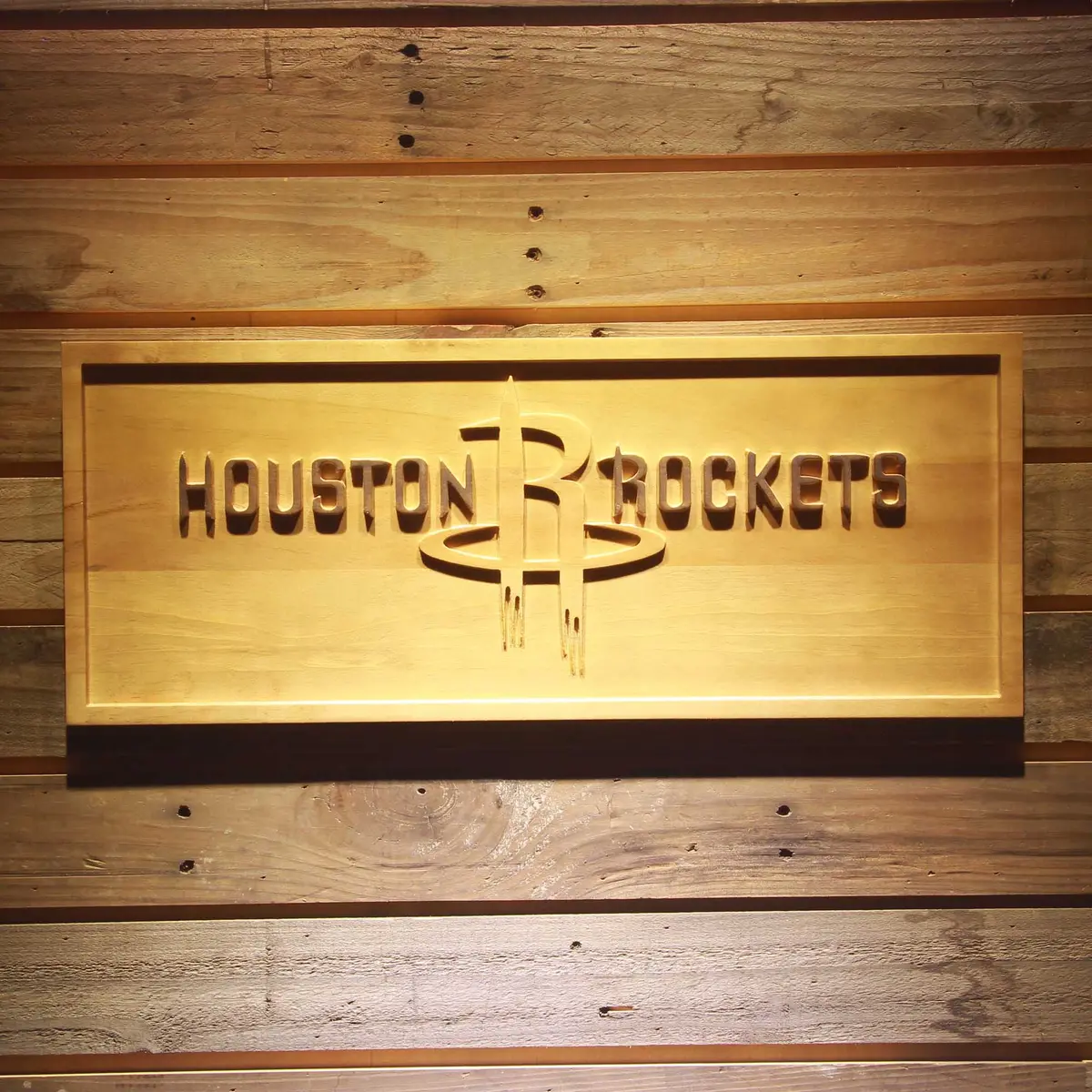 Houston Rockets 3D Solid Wooden Craving Sign 1