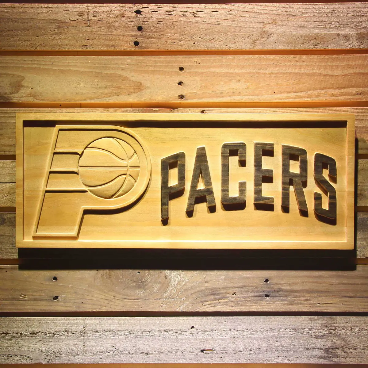 Indiana Pacers Primary 3D Solid Wooden Craving Sign 1