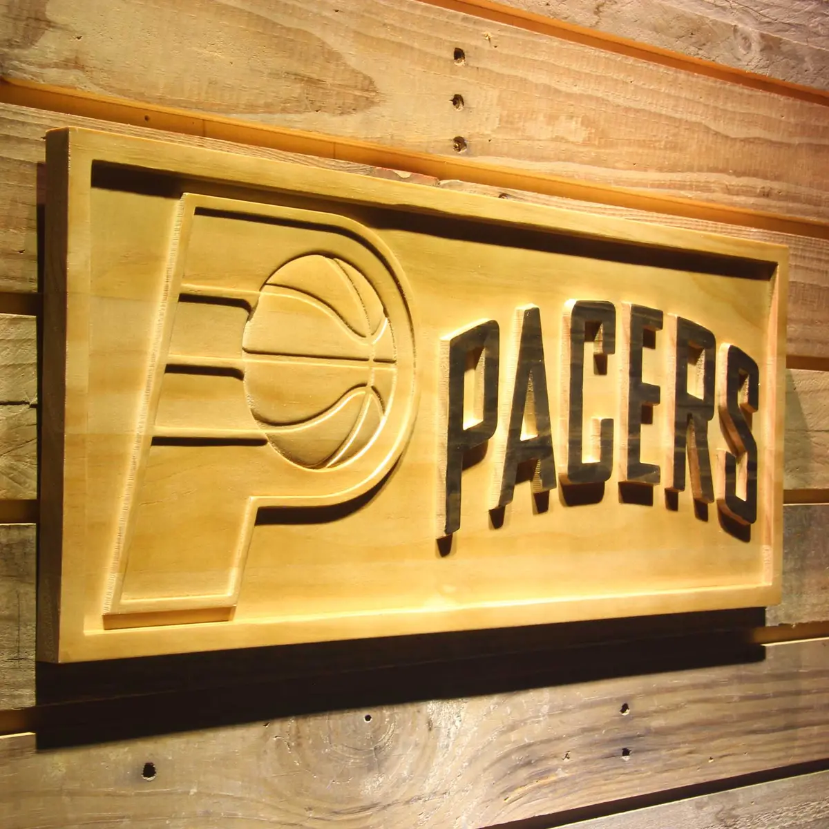 Indiana Pacers Primary 3D Solid Wooden Craving Sign 2