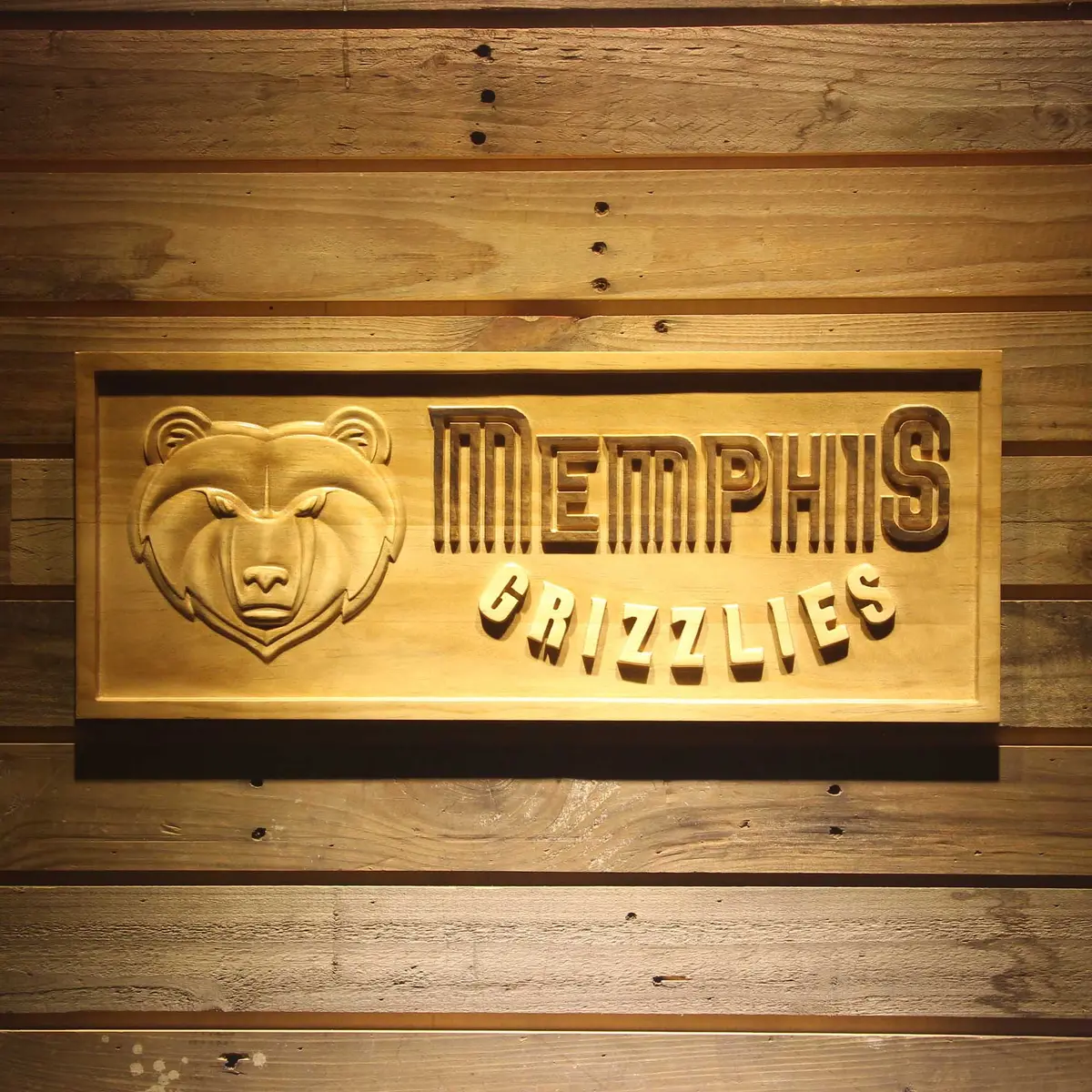 Memphis Grizzlies 3D Solid Wooden Craving Sign 1