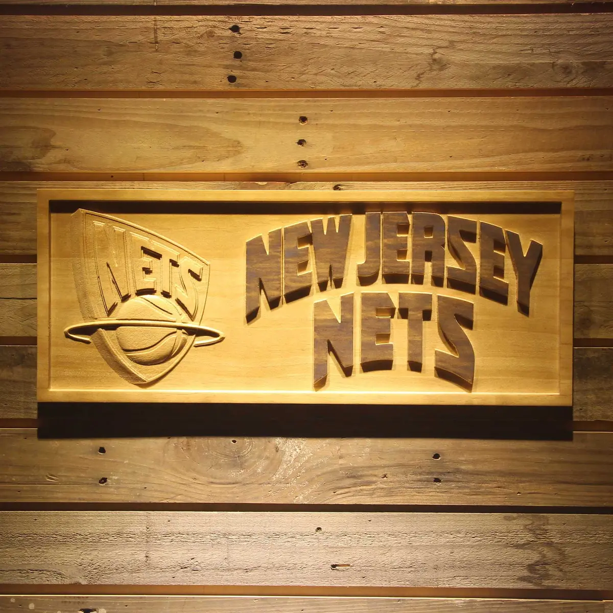 New Jersey Nets 3D Solid Wooden Craving Sign 1