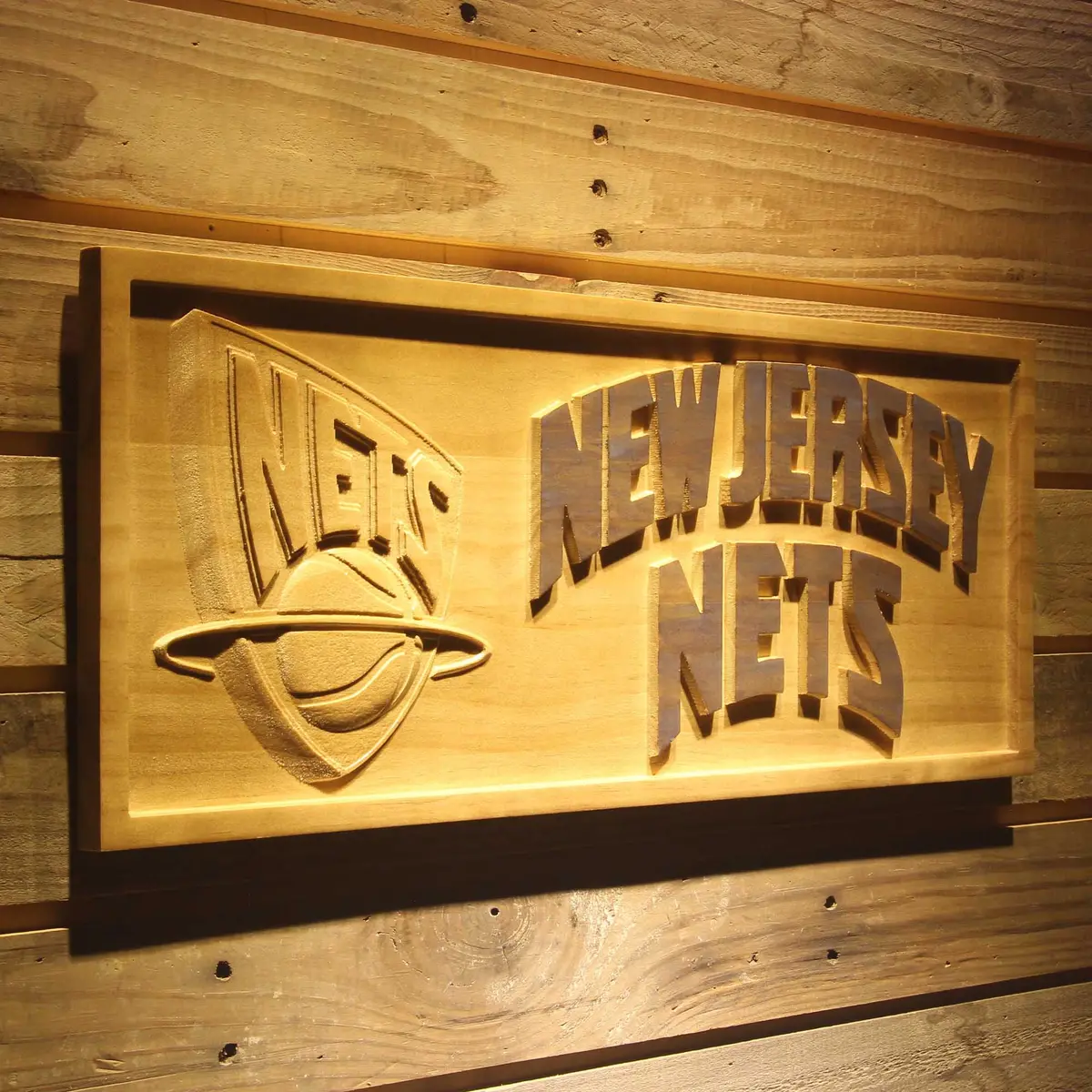 New Jersey Nets 3D Solid Wooden Craving Sign 2