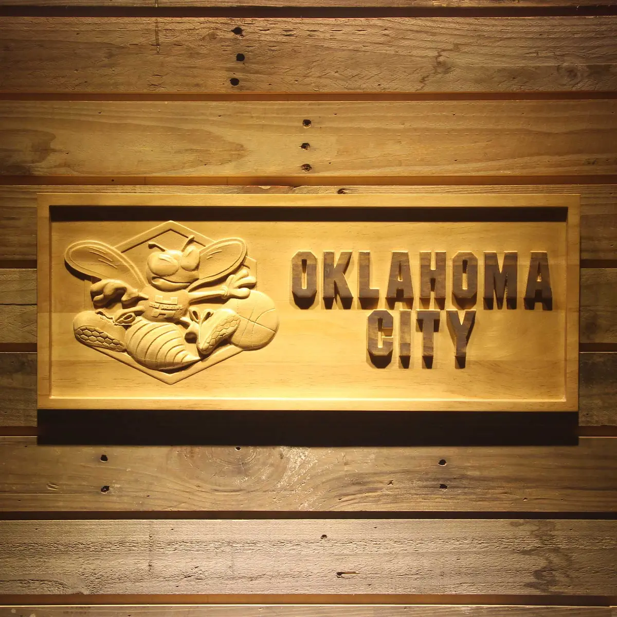 Oklahoma City Hornets  3D Solid Wooden Craving Sign 1