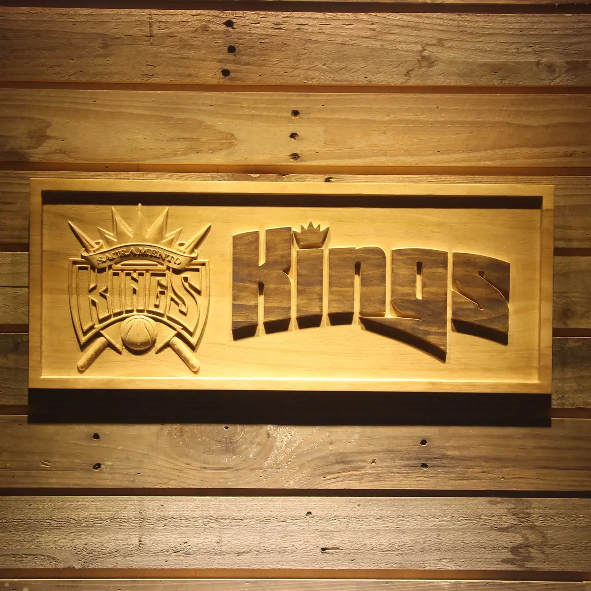 Sacramento Kings  3D Solid Wooden Craving Sign 1