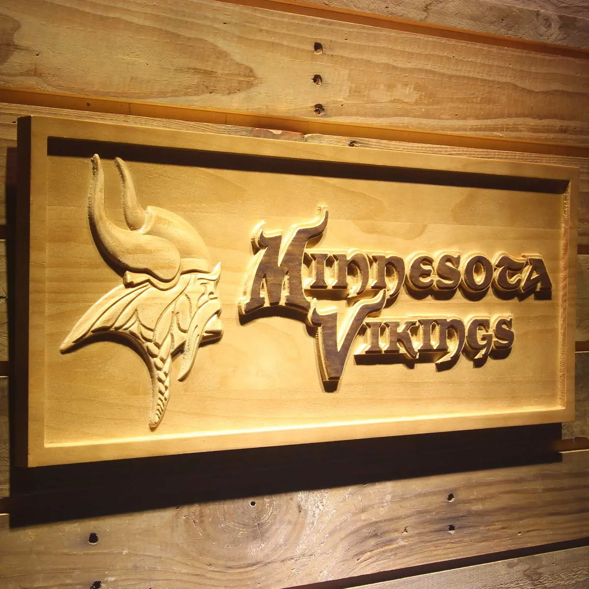 Minnesota Vikings 3D Solid Wooden Craving Sign 2