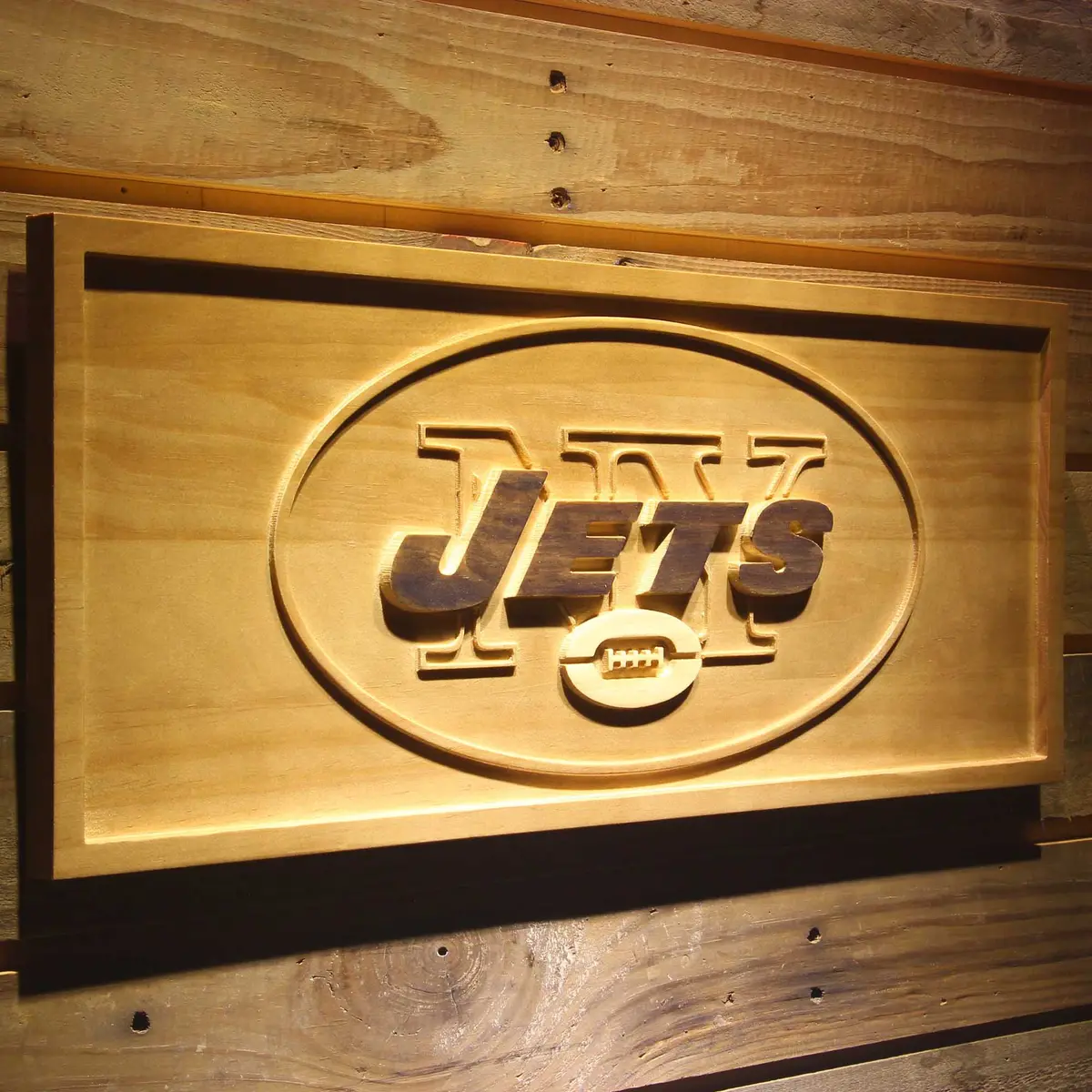 New York Jets 3D Solid Wooden Craving Sign 2