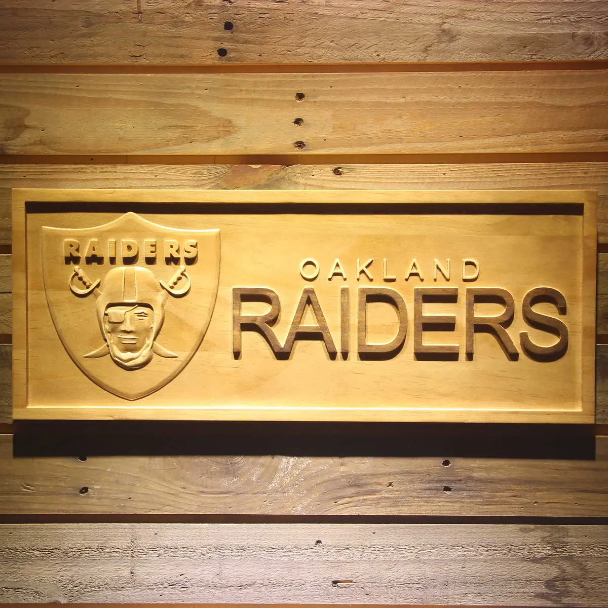 Oakland Raiders  3D Solid Wooden Craving Sign 1