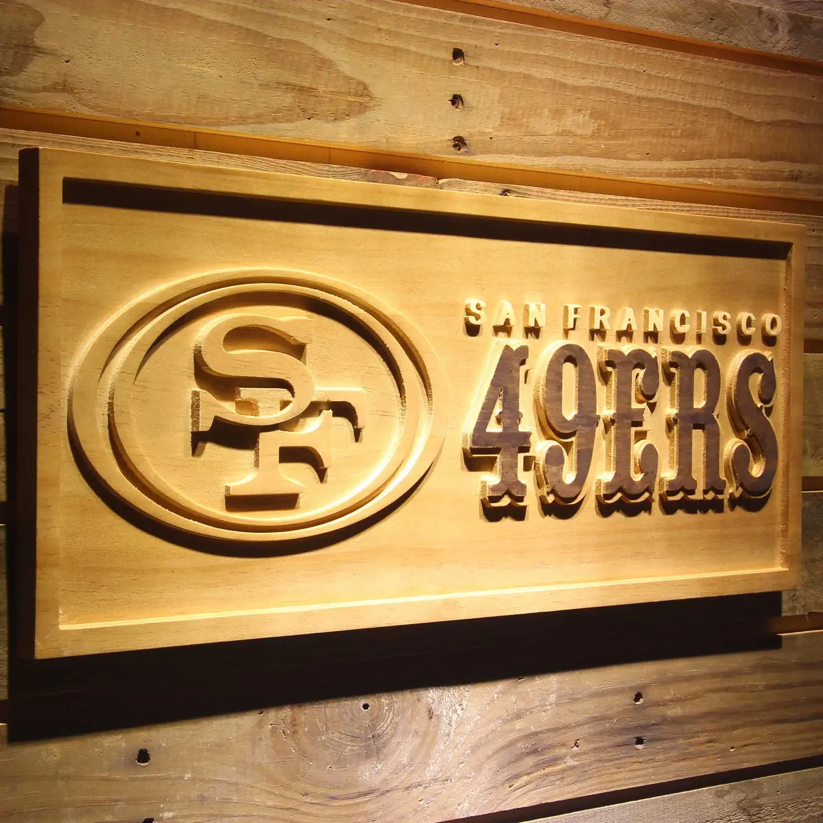 San Francisco 49Ers 3D Solid Wooden Craving Sign 2
