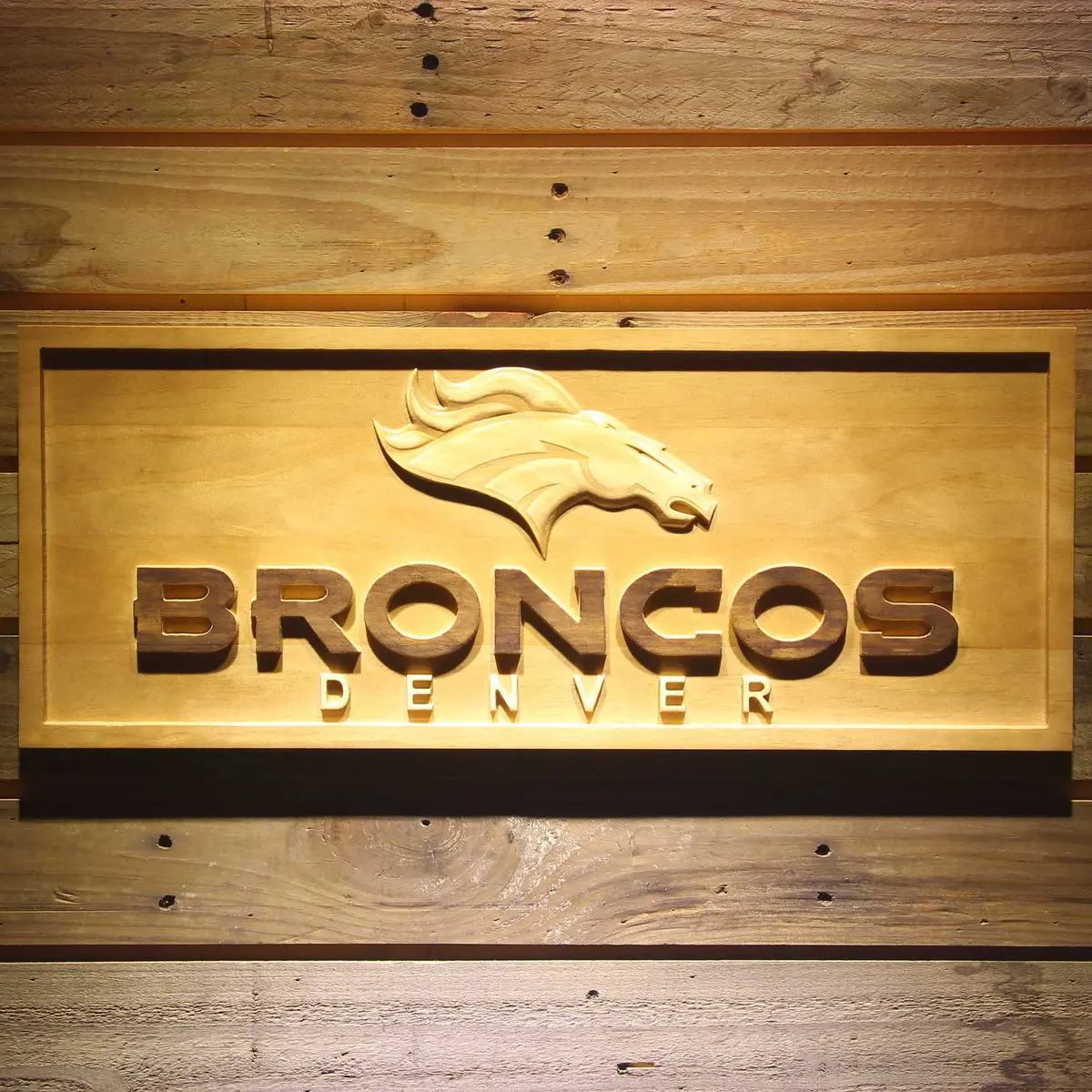 Denver Broncos 3D Solid Wooden Craving Sign 1