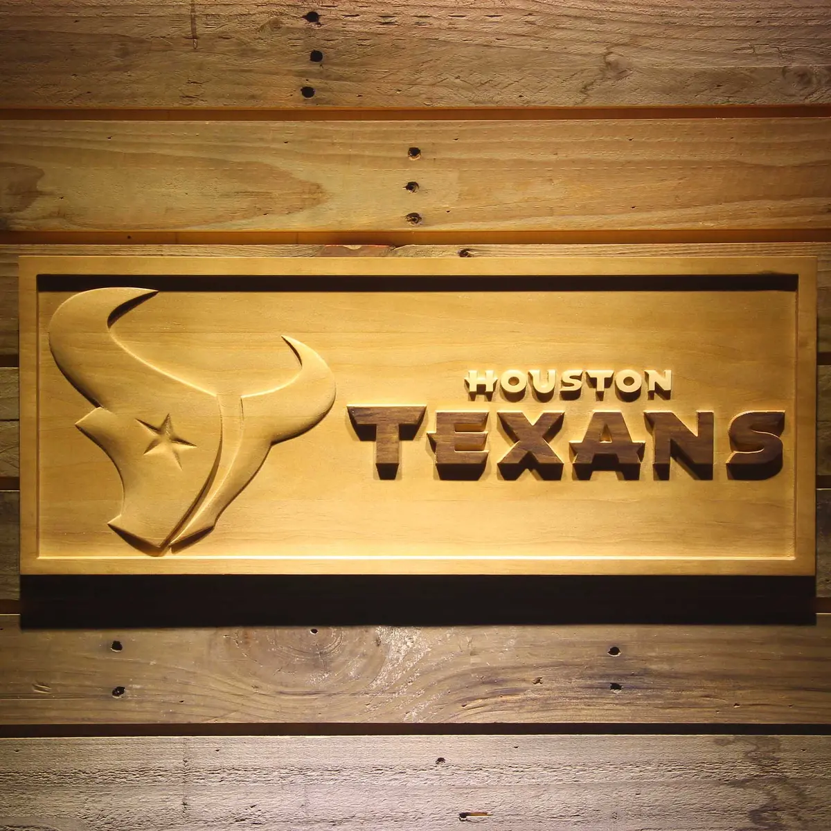 Houston Texans 3D Solid Wooden Craving Sign 1