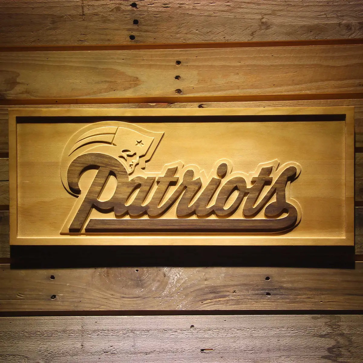 New England Patriots 3D Solid Wooden Craving Sign 1