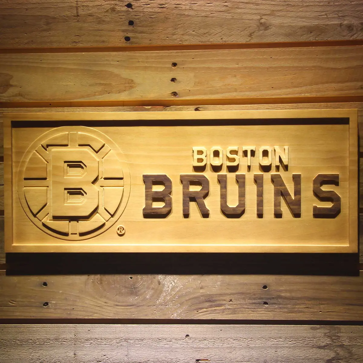 Boston Bruins 3D Solid Wooden Craving Sign 1