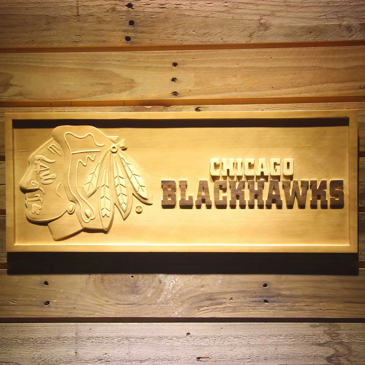 Chicago Blackhawks 3D Solid Wooden Craving Sign 1