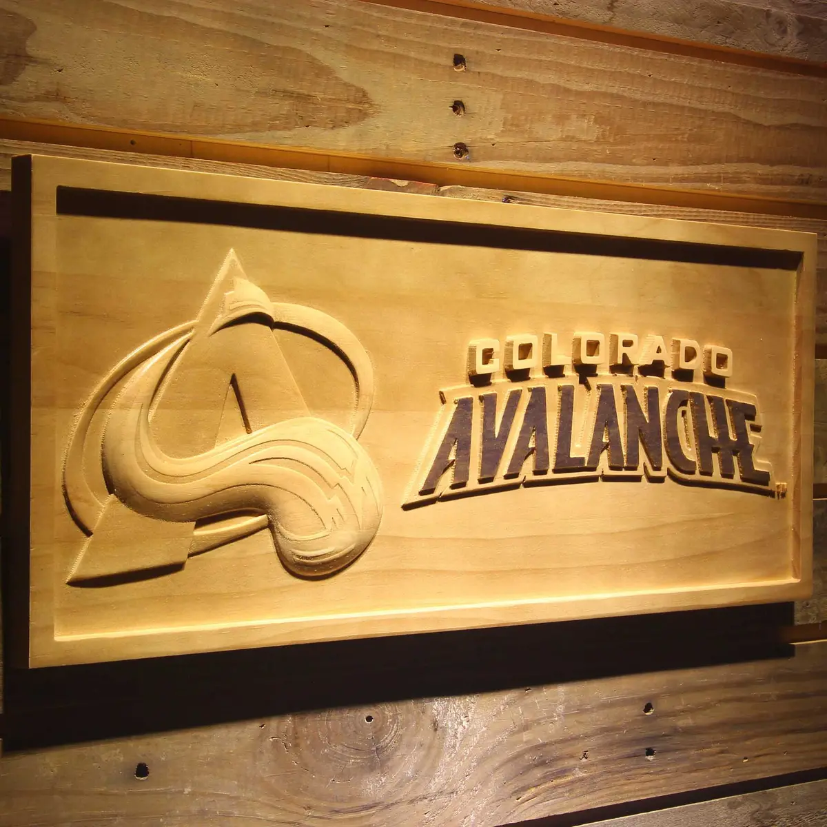Colorado Avalanche 3D Solid Wooden Craving Sign 2