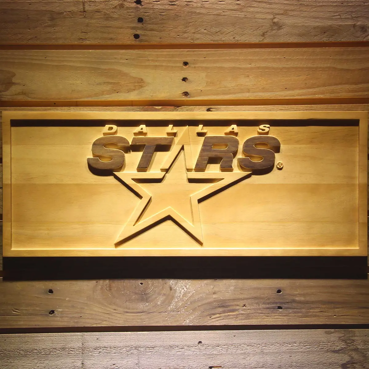 Dallas Stars 3D Solid Wooden Craving Sign 1