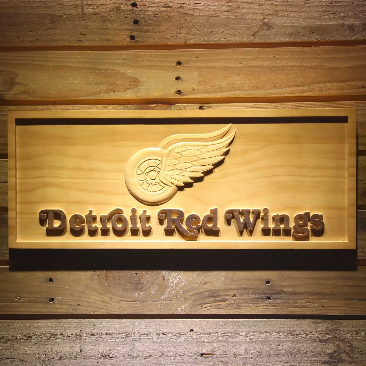 Detroit Red Wings 3D Solid Wooden Craving Sign 1