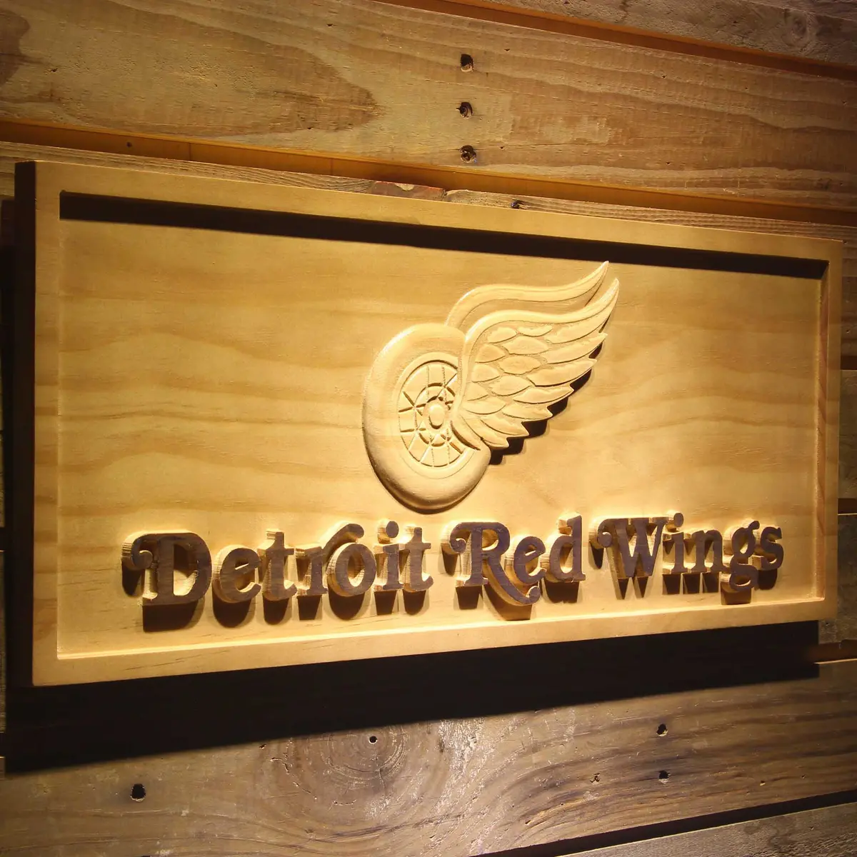 Detroit Red Wings 3D Solid Wooden Craving Sign 2