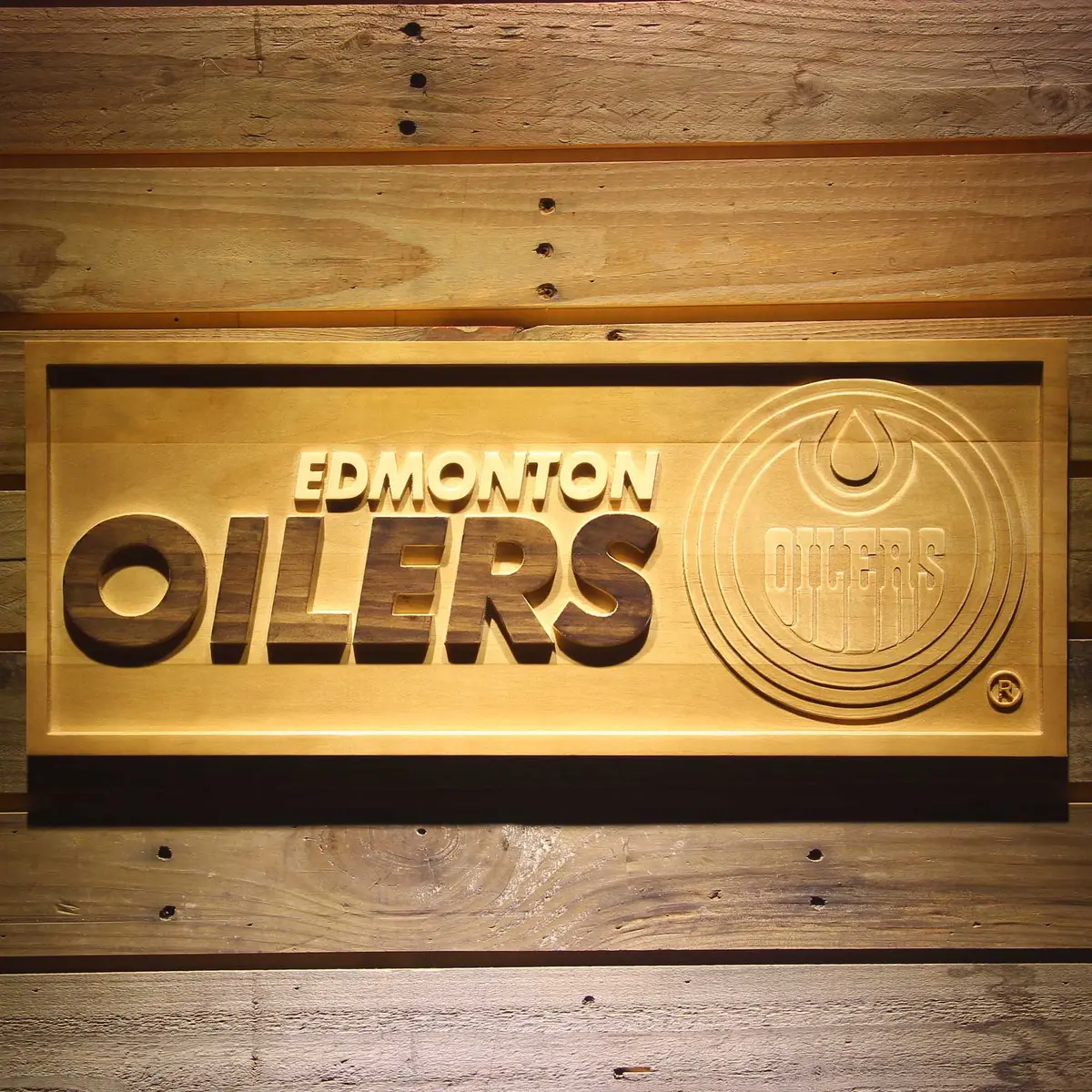 Edmonton Oilers 3D Solid Wooden Craving Sign 1