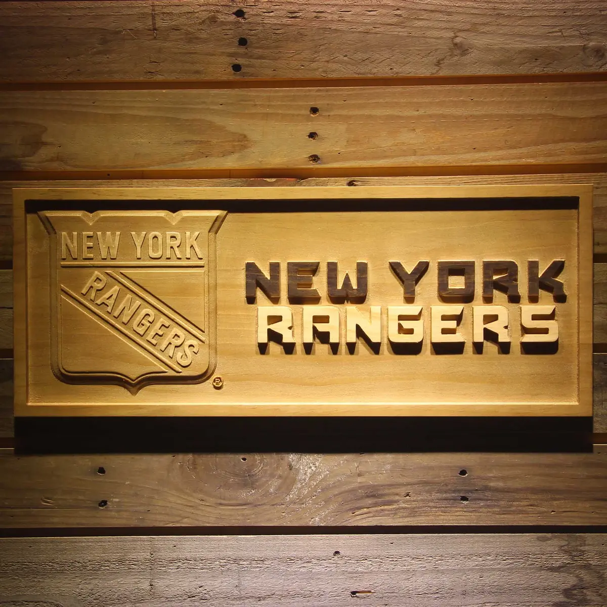 New York Rangers 3D Solid Wooden Craving Sign 1