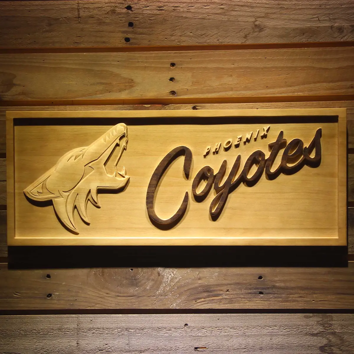 Phoenix Coyotes 3D Solid Wooden Craving Sign 1