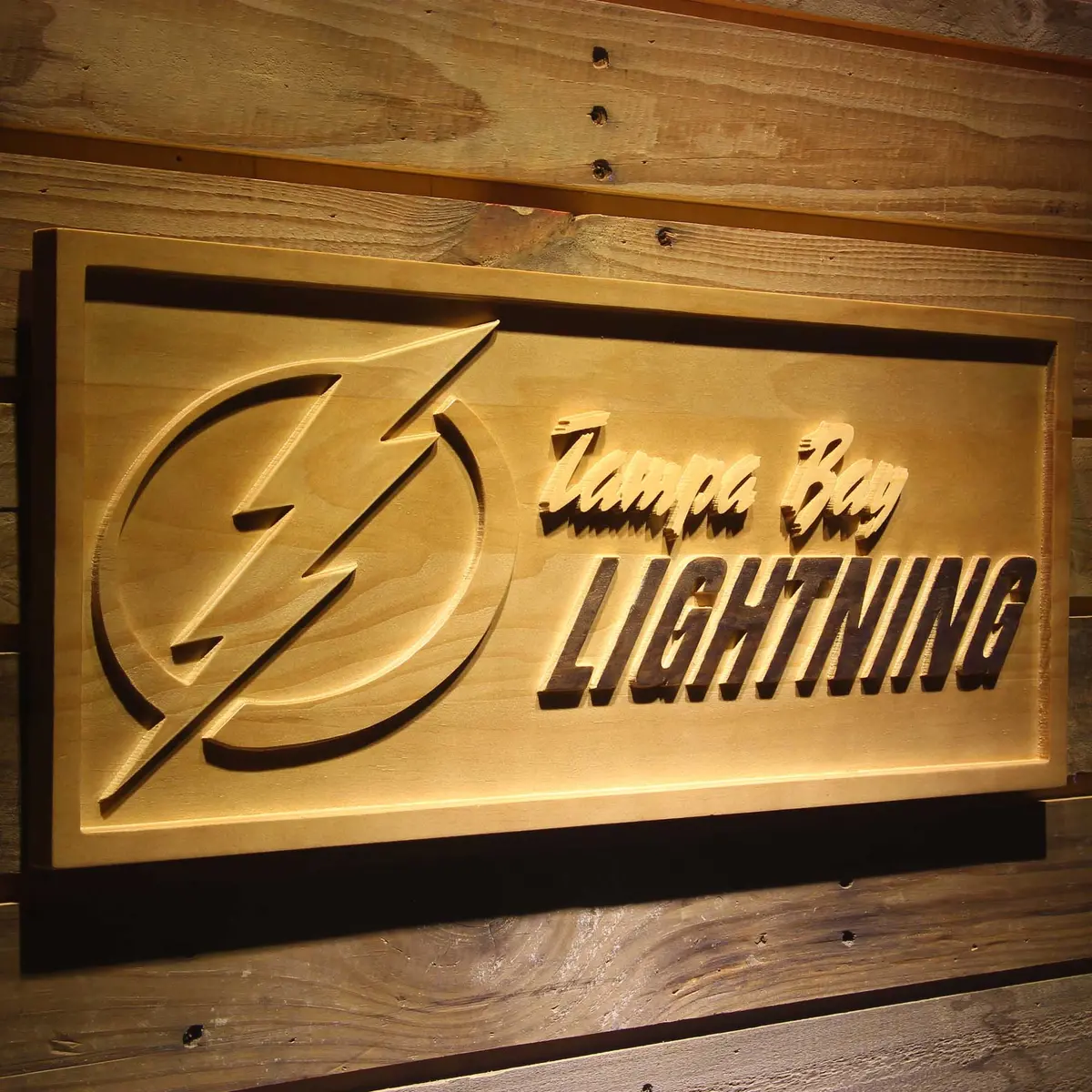 Tampa Bay Lightning 3D Solid Wooden Craving Sign 2
