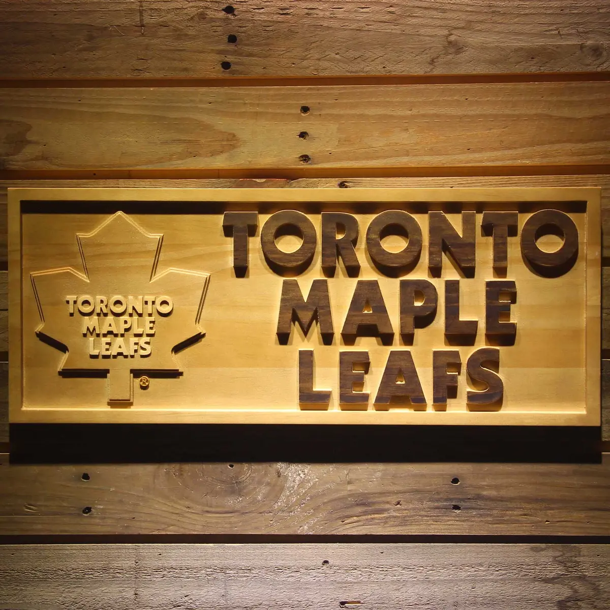 Toronto Maple Leafs 3D Solid Wooden Craving Sign 1