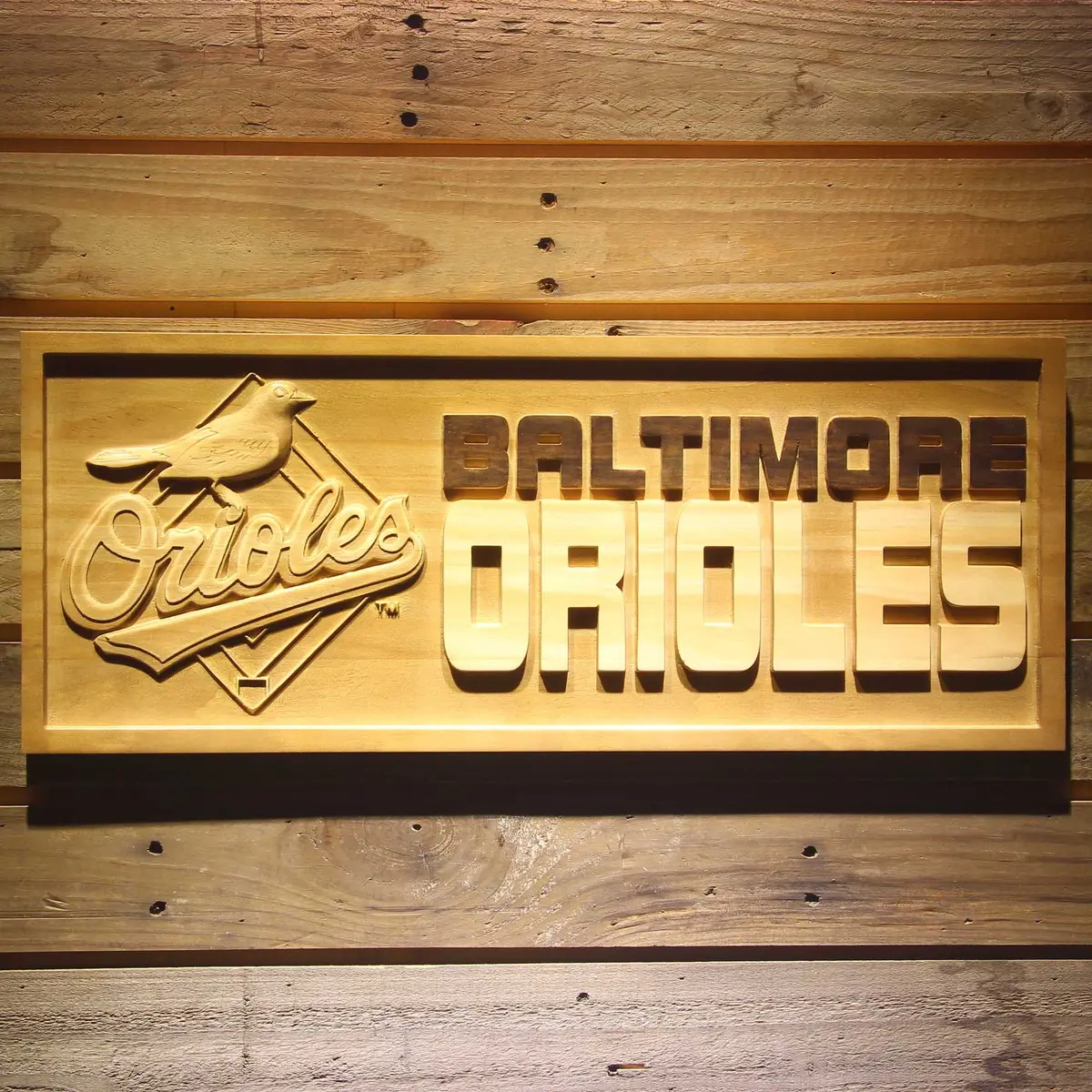 Baltimore Orioles 3D Solid Wooden Craving Sign 1