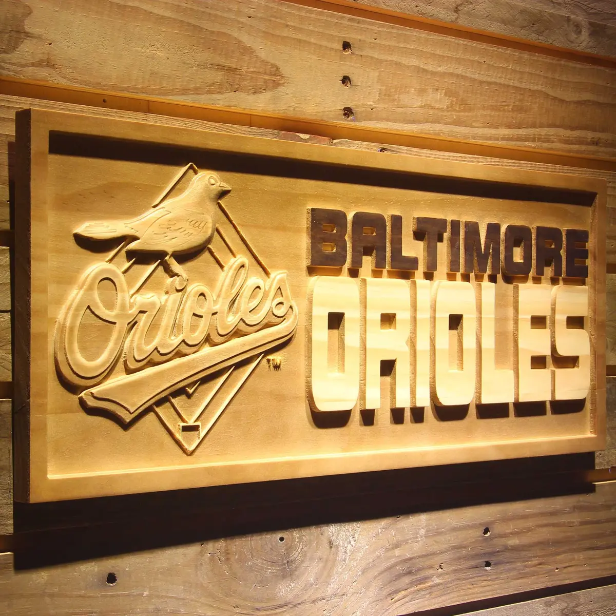 Baltimore Orioles 3D Solid Wooden Craving Sign 2