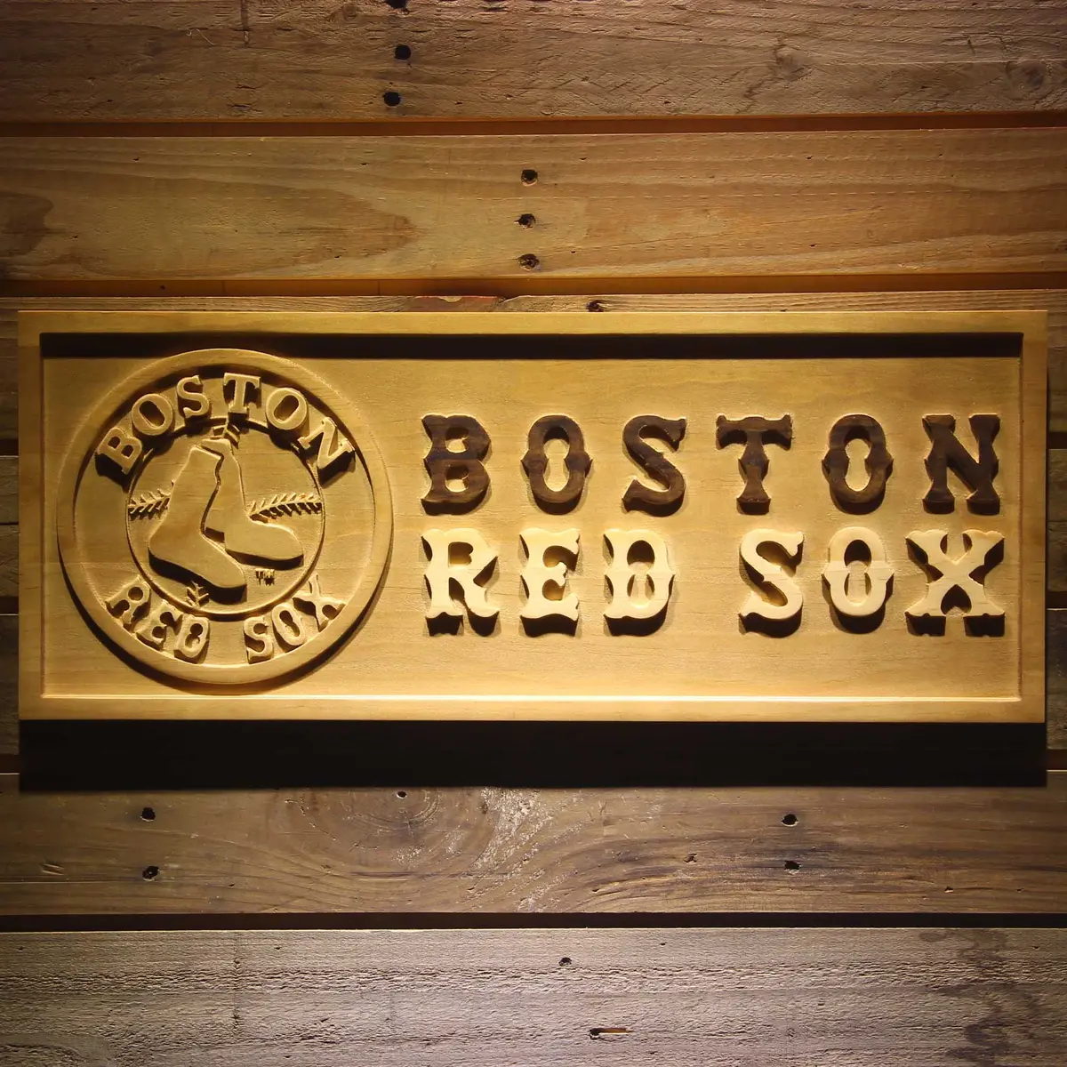 Boston Red Sox 3D Solid Wooden Craving Sign 1