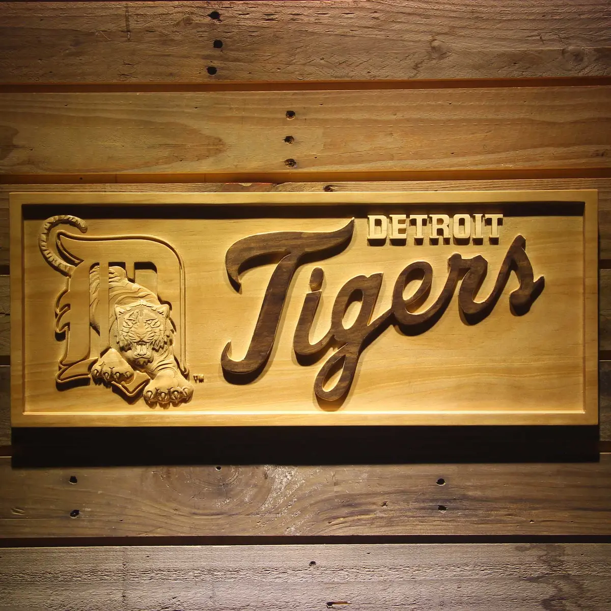 Detroit Tigers 3D Solid Wooden Craving Sign 1