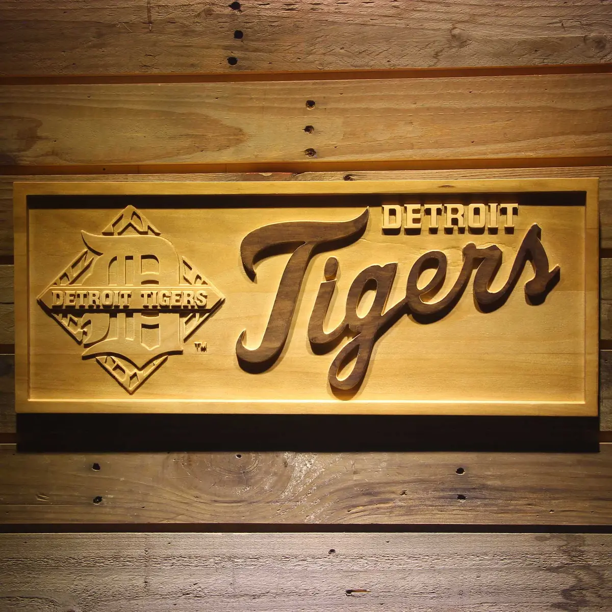 Detroit Tigers 3D Solid Wooden Craving Sign 1