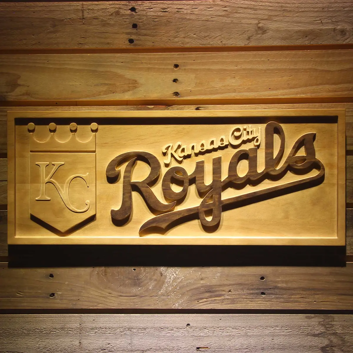 Kansas City Royals 3D Solid Wooden Craving Sign 1