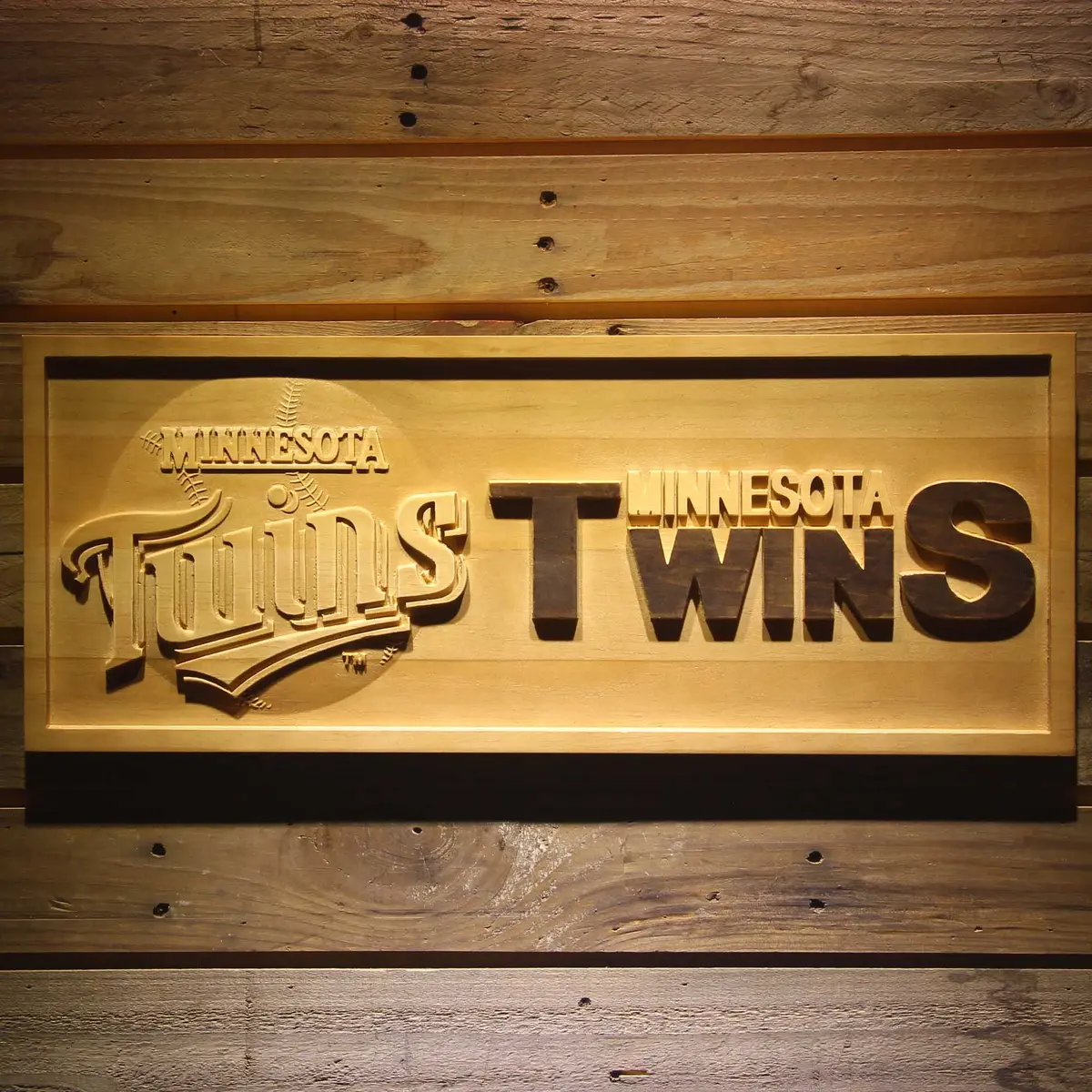 Minnesota Twins 3D Solid Wooden Craving Sign 1