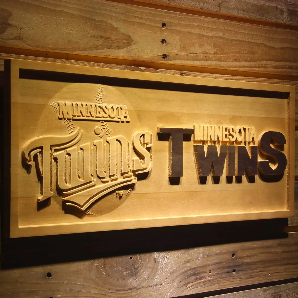 Minnesota Twins 3D Solid Wooden Craving Sign 2