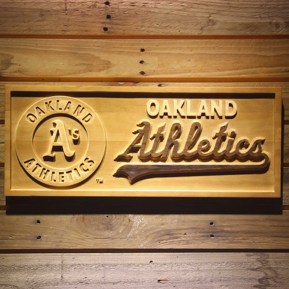 Oakland Athletics 3D Solid Wooden Craving Sign 1