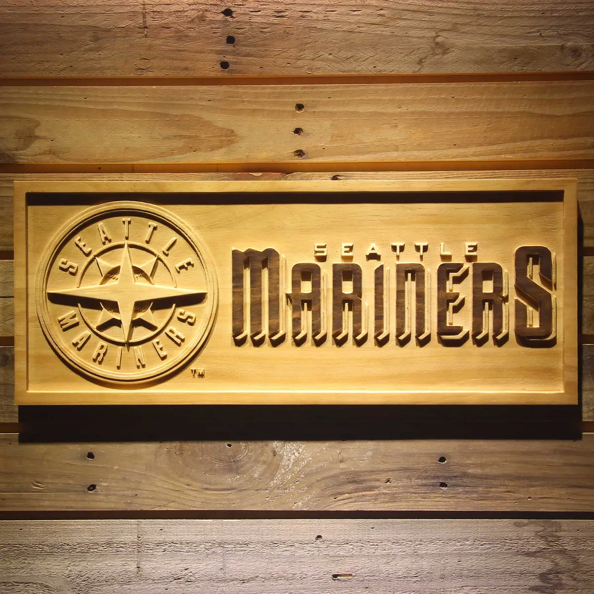 Seattle Mariners 3D Solid Wooden Craving Sign 1