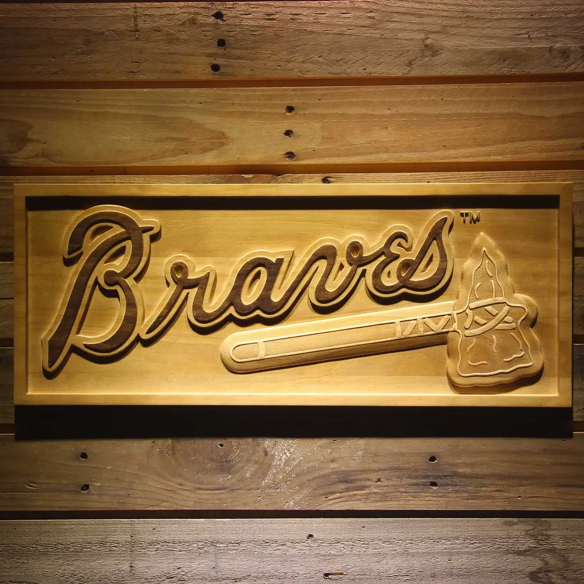 Atlanta Braves 3D Solid Wooden Craving Sign 1