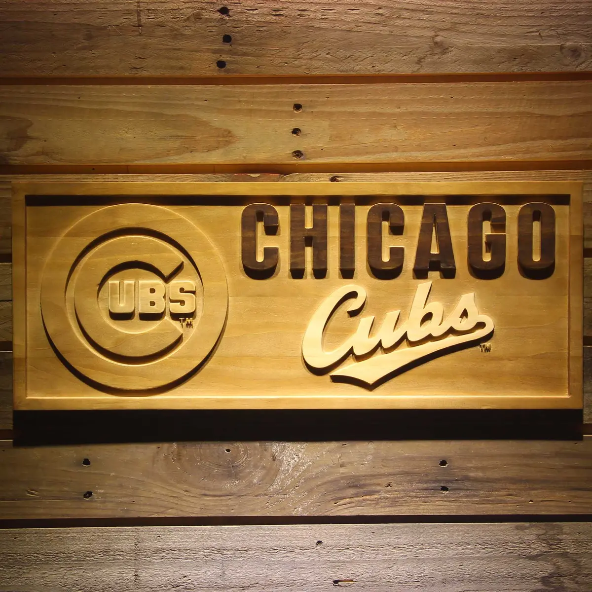 Chicago Cubs 3D Solid Wooden Craving Sign 1